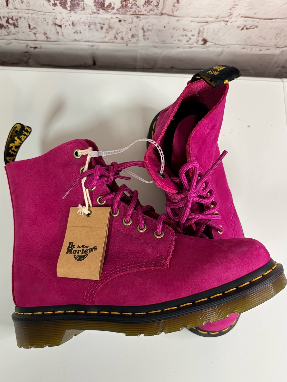 Dr. Martens Women's Hot Pink Lace-Up Leather Boots - Picture 7 of 14